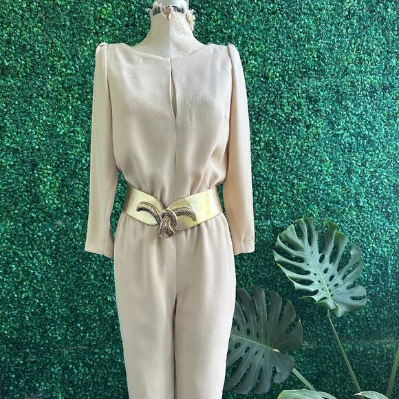 New Alonso Paris Milan New York Beige Long jumpsuit made in Italy - Picture 1 of 7